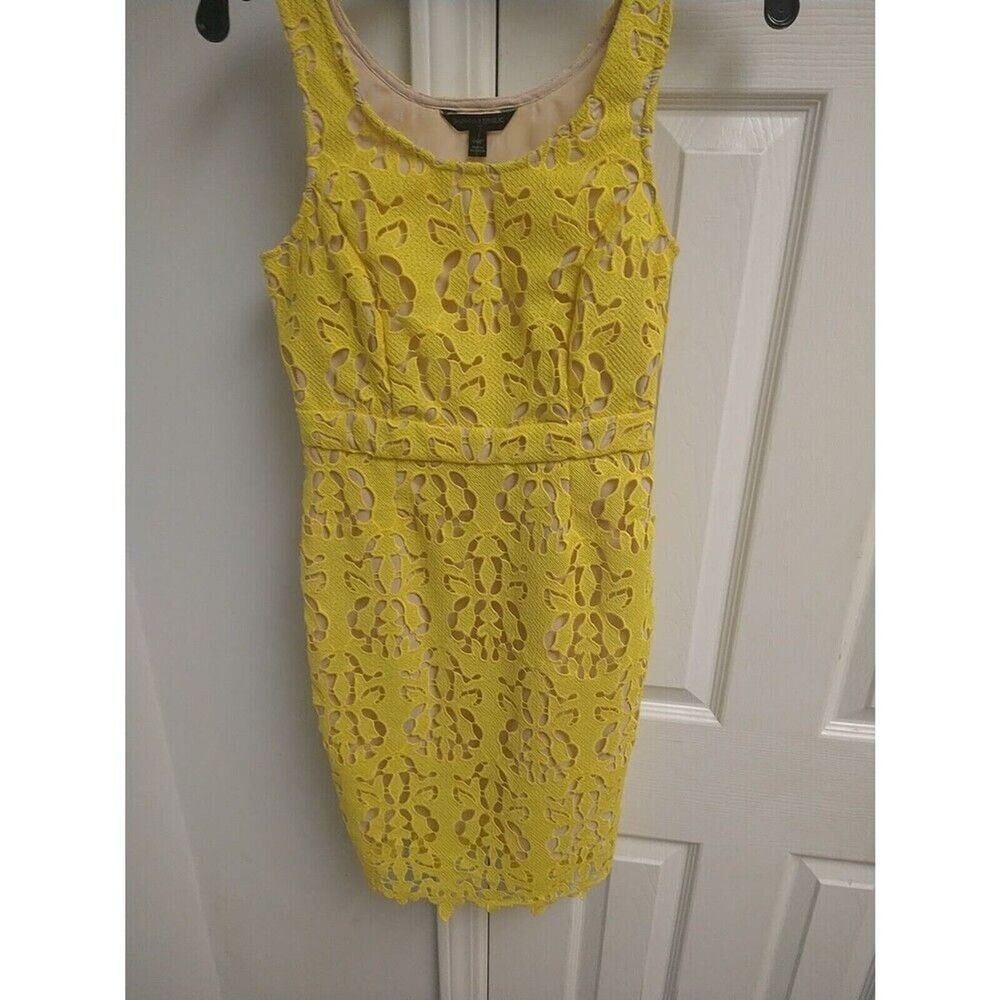 Banana Republic Embroidered Sleeveless Dress 00p Yellow Boho Feminin Cottagecore - Picture 2 of 10
